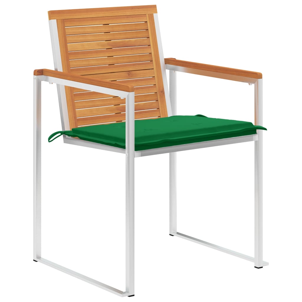 Sedie da Giardino con Cuscini 4 pz in Legno Massello di Acacia