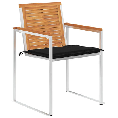 Sedie da Giardino con Cuscini 4 pz in Legno Massello di Acacia