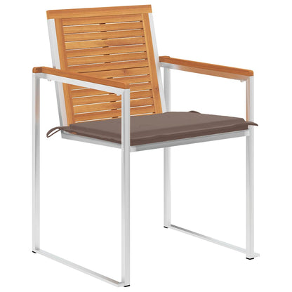 Sedie da Giardino con Cuscini 4 pz in Legno Massello di Acacia