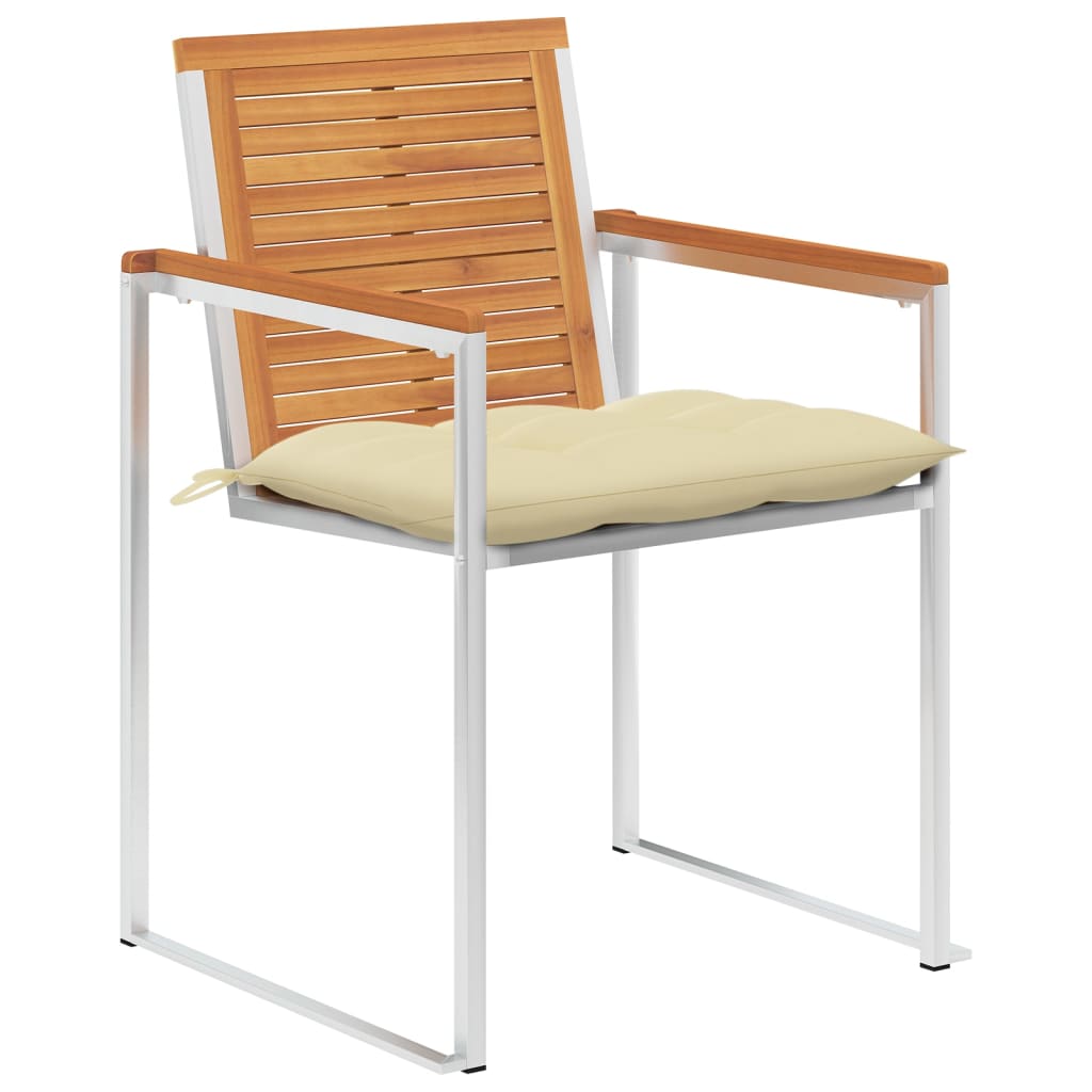 Sedie da Giardino con Cuscini 4 pz in Legno Massello di Acacia