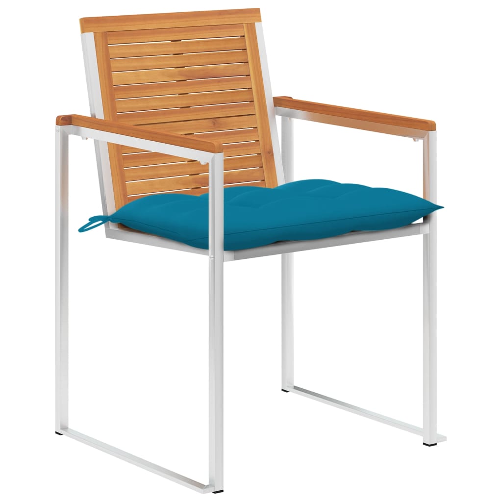 Sedie da Giardino con Cuscini 4 pz in Legno Massello di Acacia