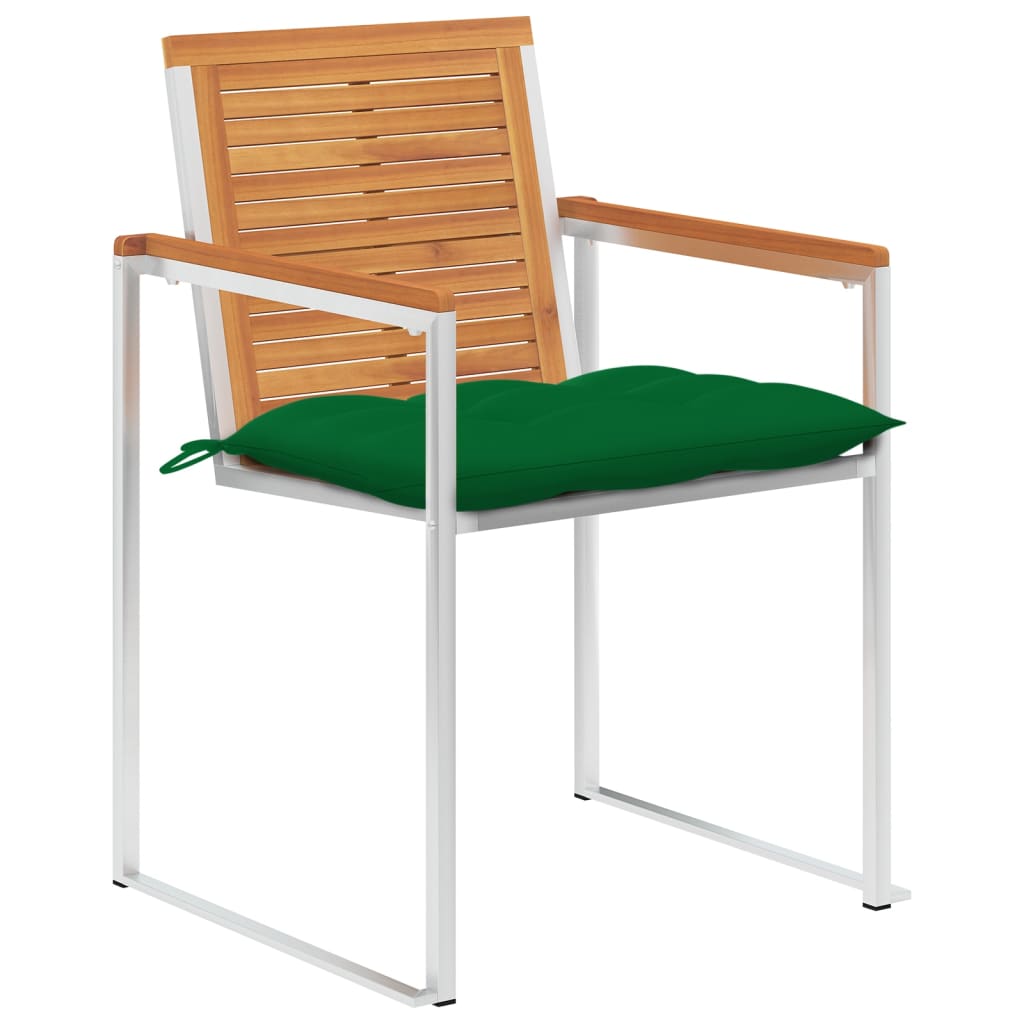 Sedie da Giardino con Cuscini 4 pz in Legno Massello di Acacia