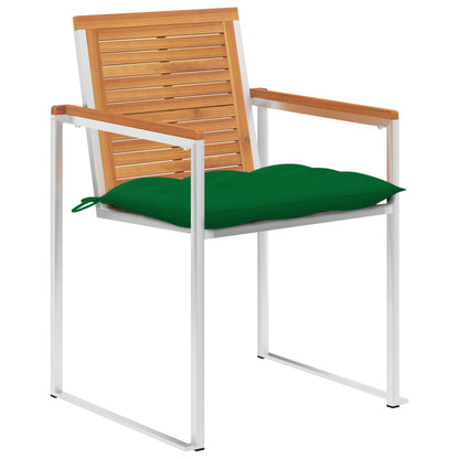 Sedie da Giardino con Cuscini 4 pz in Legno Massello di Acacia