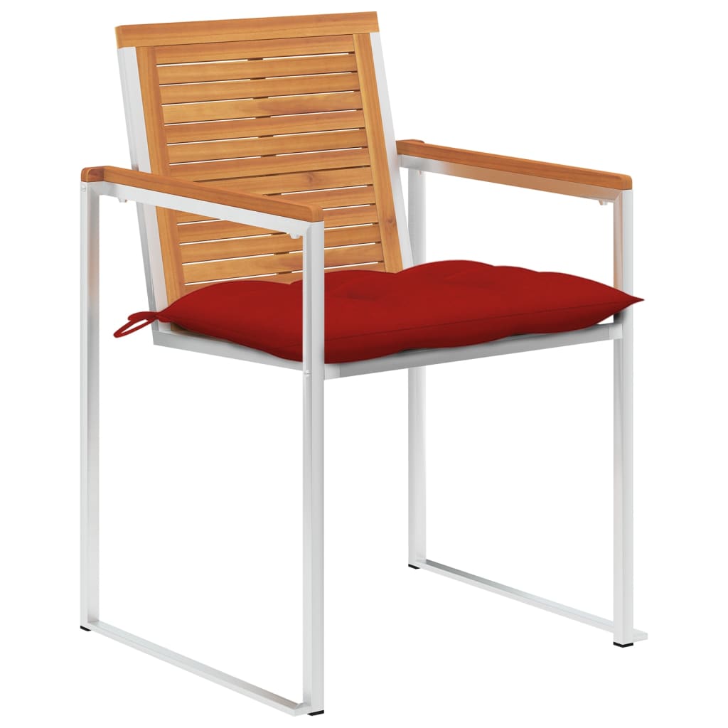 Sedie da Giardino con Cuscini 4 pz in Legno Massello di Acacia