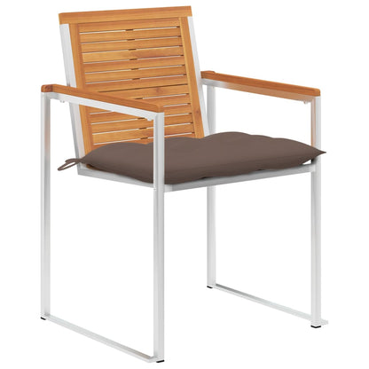 Sedie da Giardino con Cuscini 4 pz in Legno Massello di Acacia