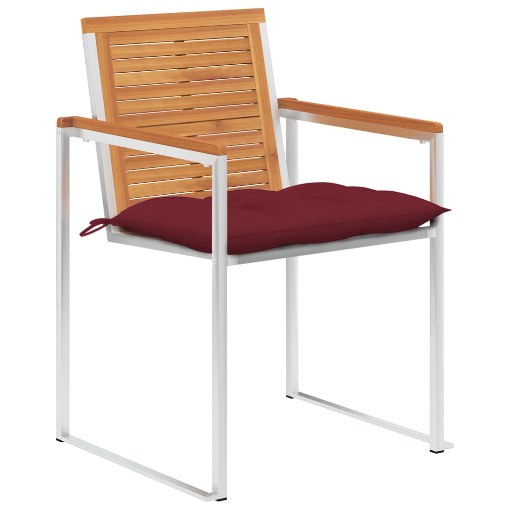 Sedie da Giardino con Cuscini 4 pz in Legno Massello di Acacia