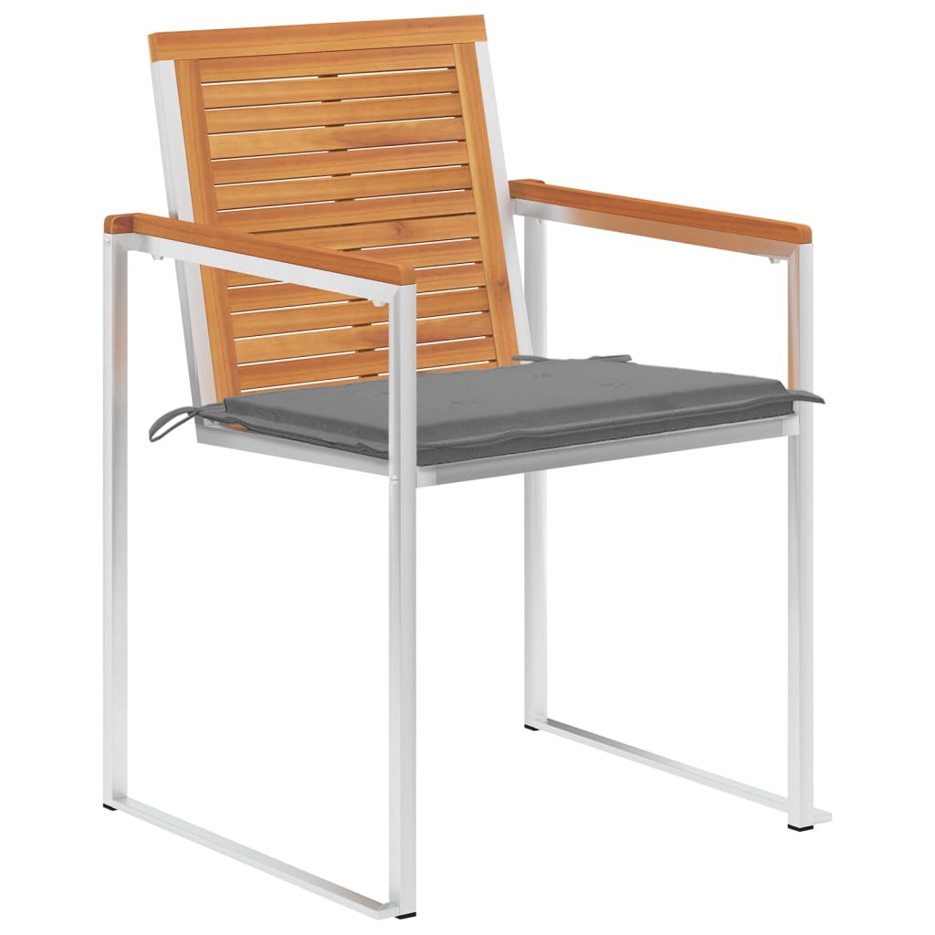 Sedie da Giardino con Cuscini 6 pz in Legno Massello di Acacia