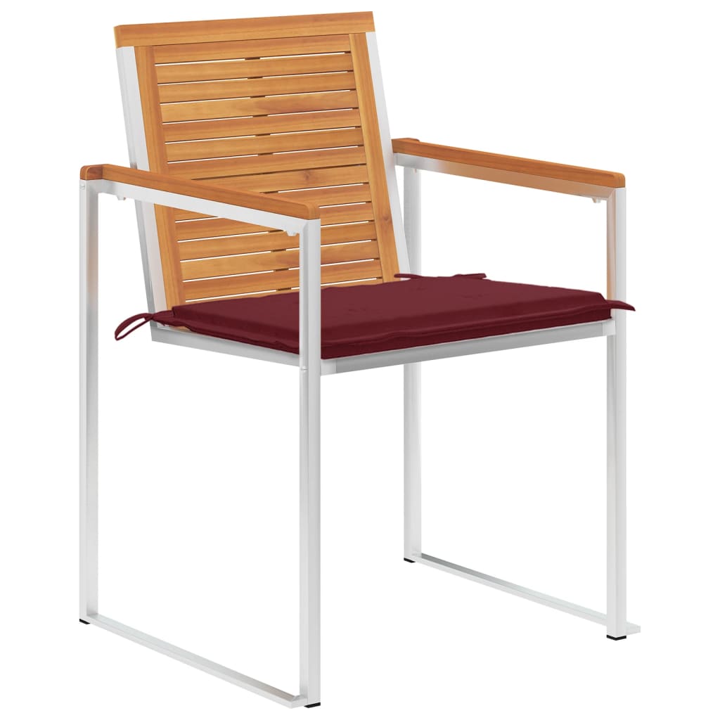 Sedie da Giardino con Cuscini 6 pz in Legno Massello di Acacia