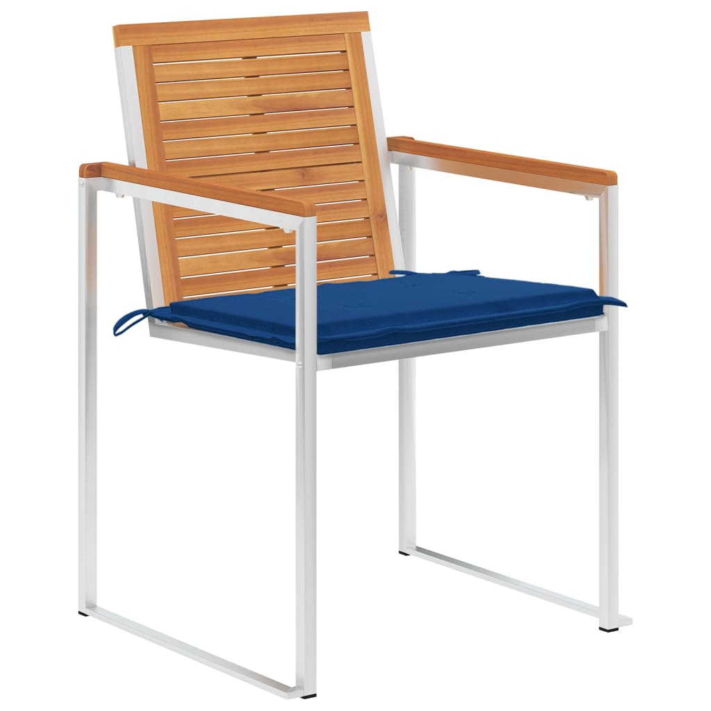 Sedie da Giardino con Cuscini 6 pz in Legno Massello di Acacia