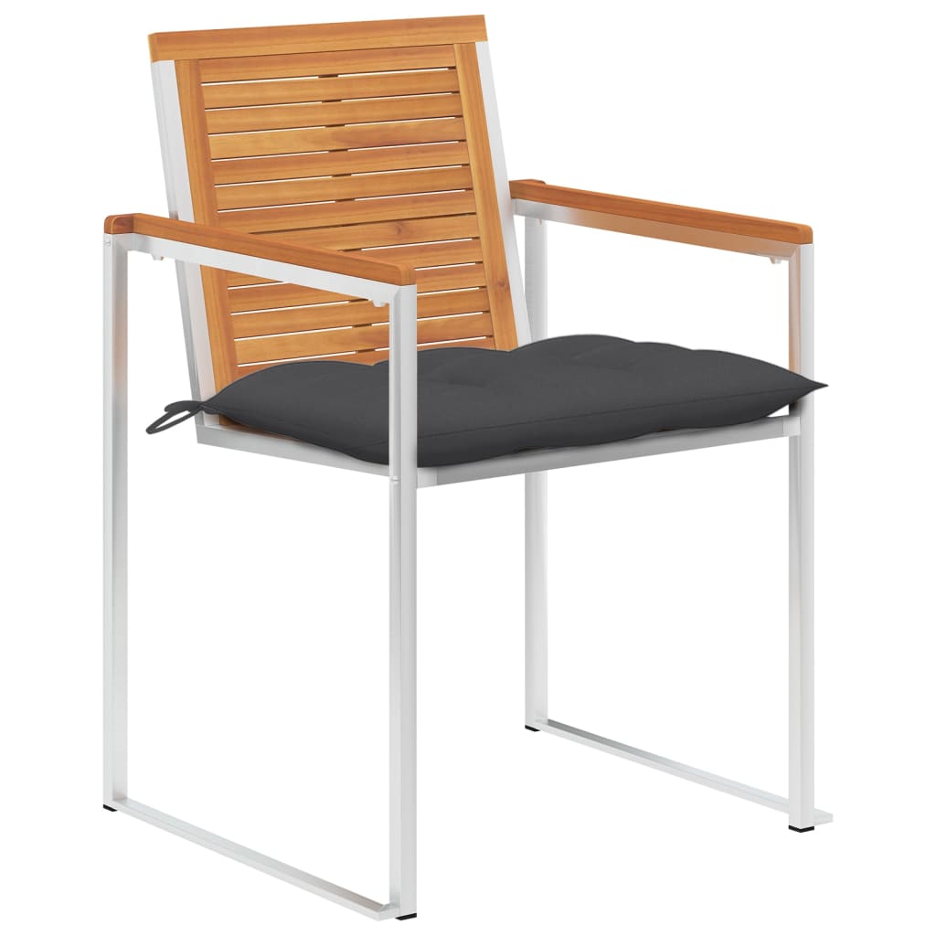 Sedie da Giardino con Cuscini 6 pz in Legno Massello di Acacia