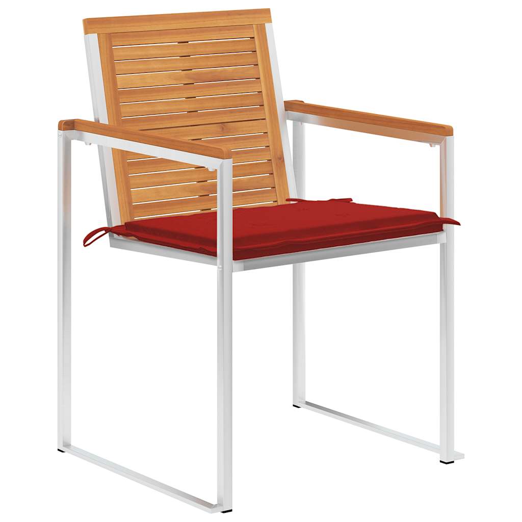 Sedie da Giardino con Cuscini 8 pz in Legno Massello di Acacia