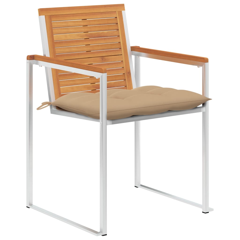 Sedie da Giardino con Cuscini 8 pz in Legno Massello di Acacia