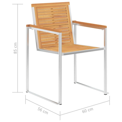 Sedie da Giardino 4 pz Legno Massello di Teak e Acciaio Inox