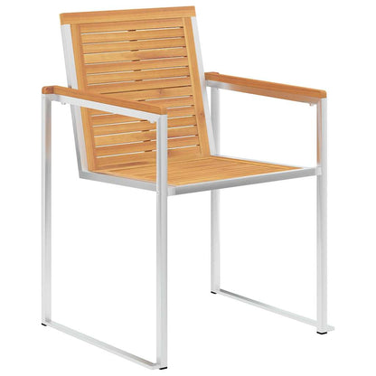 Sedie da Giardino 8 pz Legno Massello di Teak e Acciaio Inox