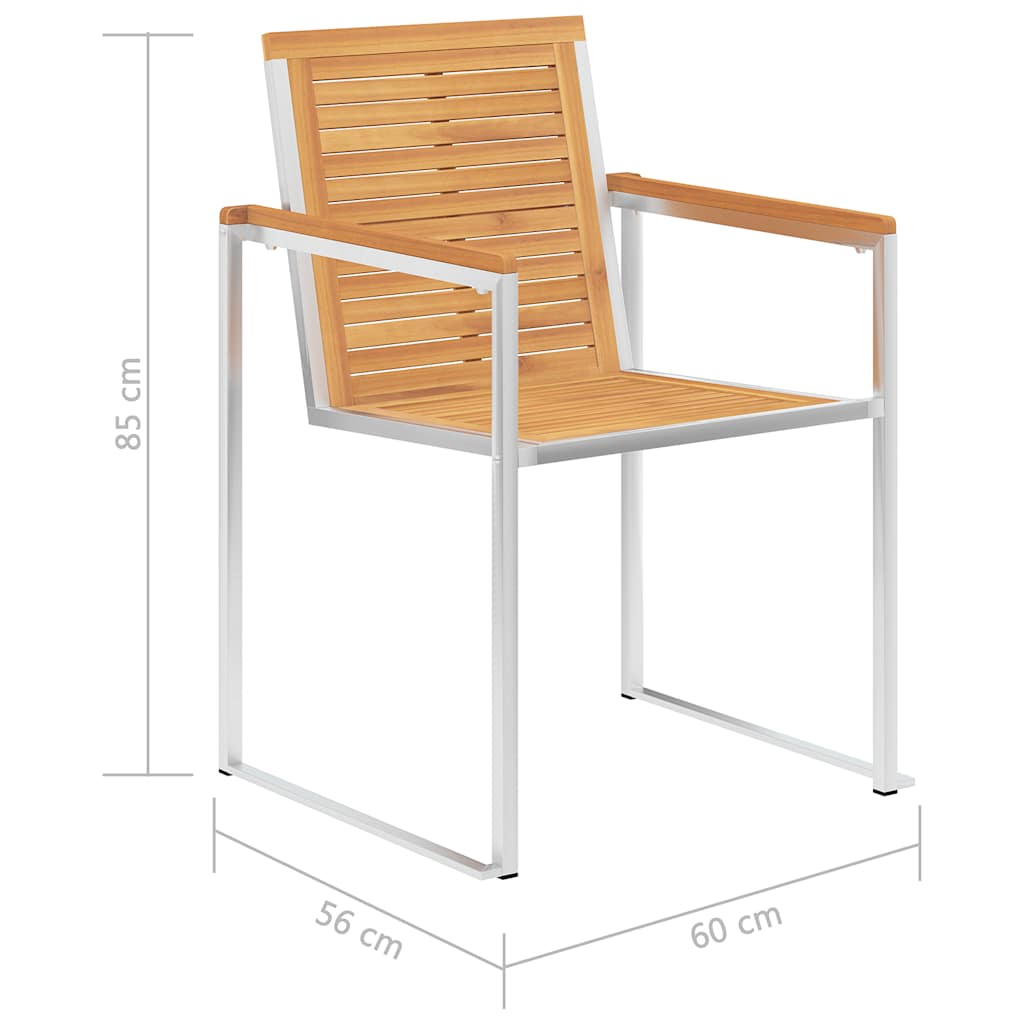 Sedie da Giardino 8 pz Legno Massello di Teak e Acciaio Inox
