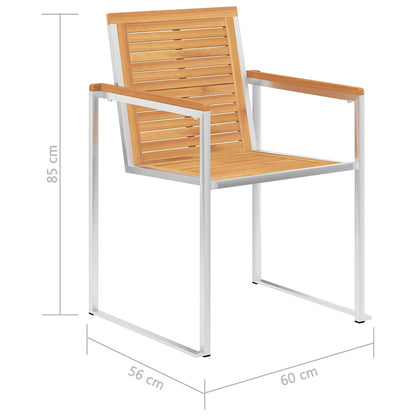 Sedie da Giardino 8 pz Legno Massello di Teak e Acciaio Inox