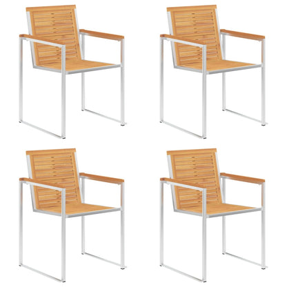 Sedie da Giardino con Cuscini 4 pz in Legno Massello di Teak