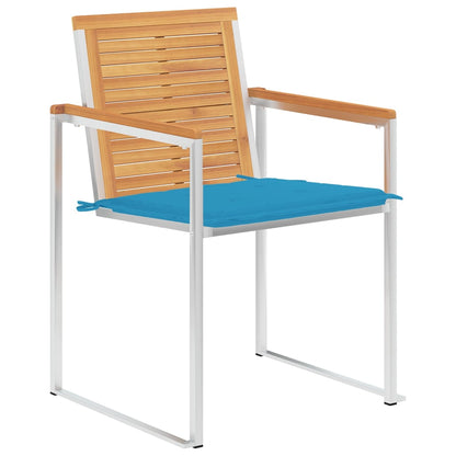 Sedie da Giardino con Cuscini 4 pz in Legno Massello di Teak