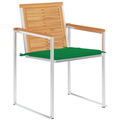 Sedie da Giardino con Cuscini 4 pz in Legno Massello di Teak