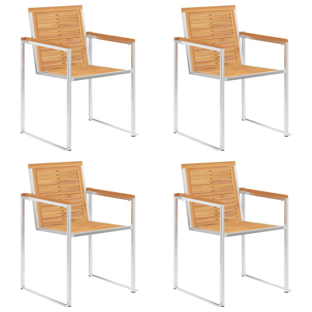 Sedie da Giardino con Cuscini 4 pz in Legno Massello di Teak