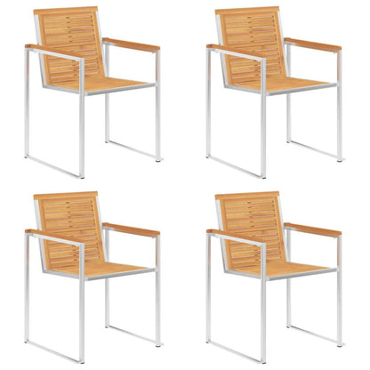 Sedie da Giardino con Cuscini 4 pz in Legno Massello di Teak