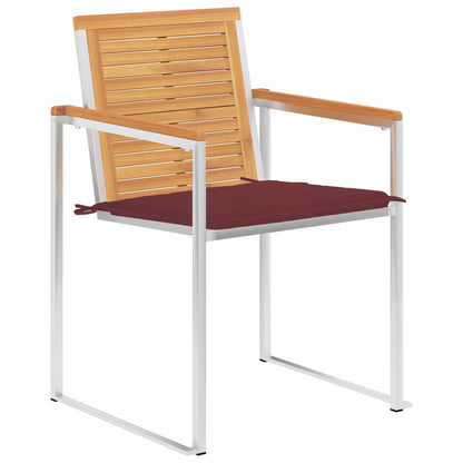 Sedie da Giardino con Cuscini 4 pz in Legno Massello di Teak