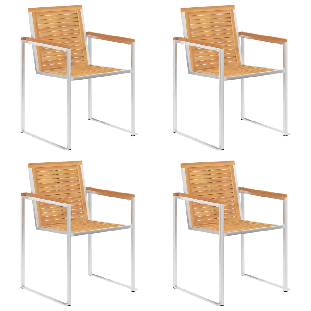 Sedie da Giardino con Cuscini 4 pz in Legno Massello di Teak