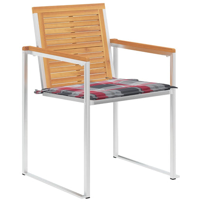 Sedie da Giardino con Cuscini 4 pz in Legno Massello di Teak