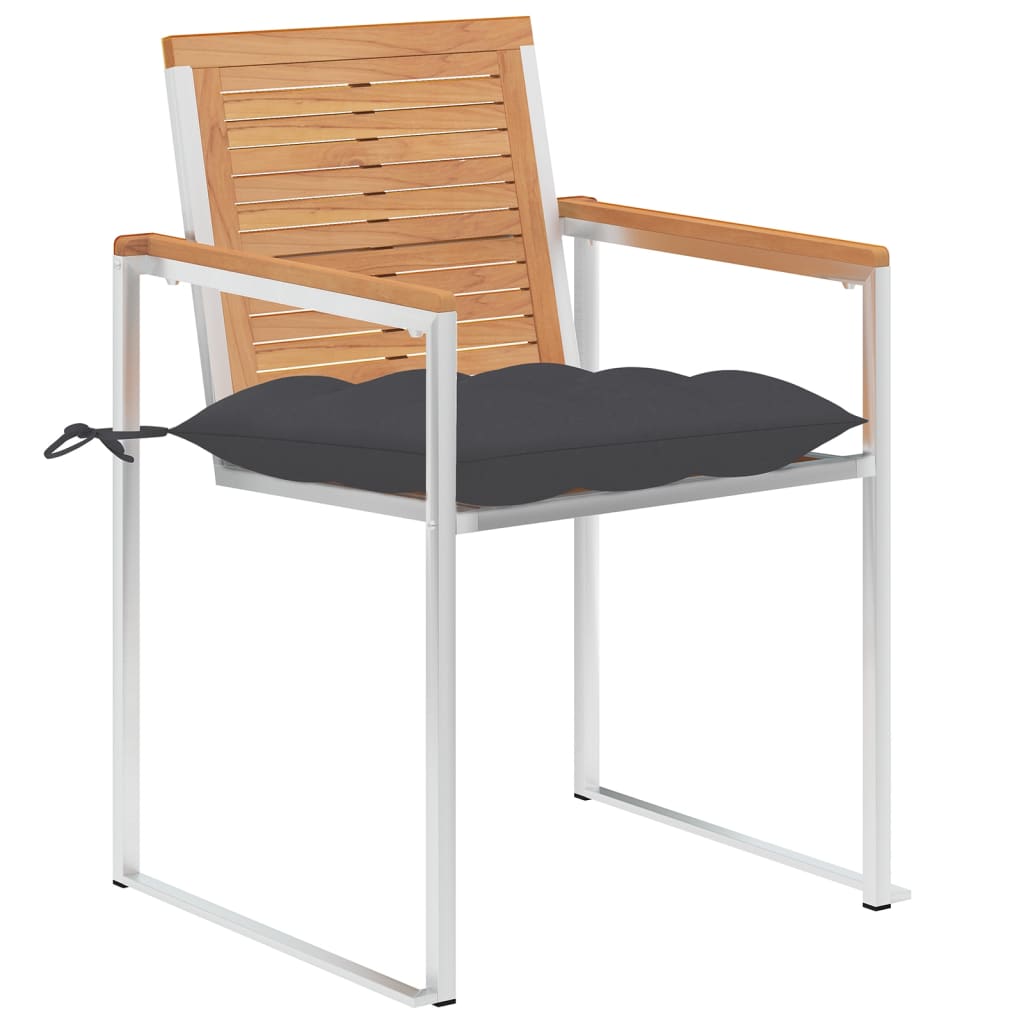 Sedie da Giardino con Cuscini 4 pz in Legno Massello di Teak