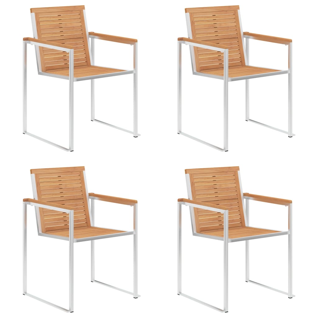 Sedie da Giardino con Cuscini 4 pz in Legno Massello di Teak