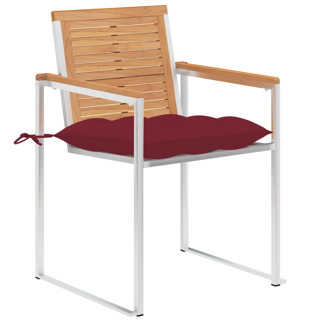 Sedie da Giardino con Cuscini 4 pz in Legno Massello di Teak