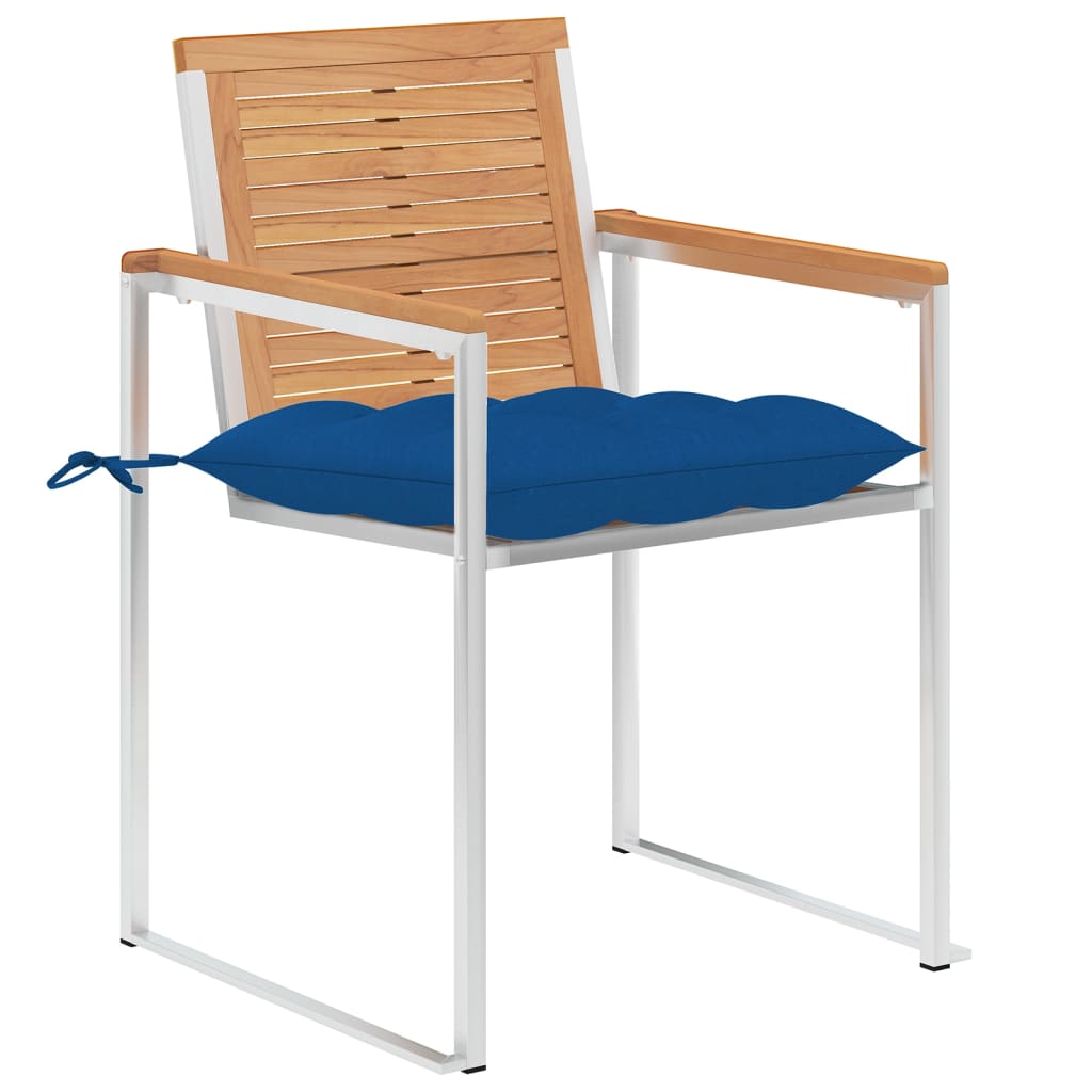 Sedie da Giardino con Cuscini 4 pz in Legno Massello di Teak