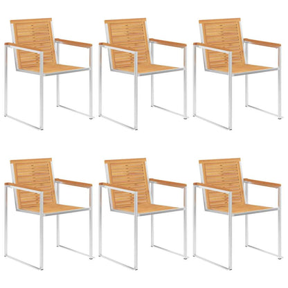Sedie da Giardino con Cuscini 6 pz in Legno Massello di Teak