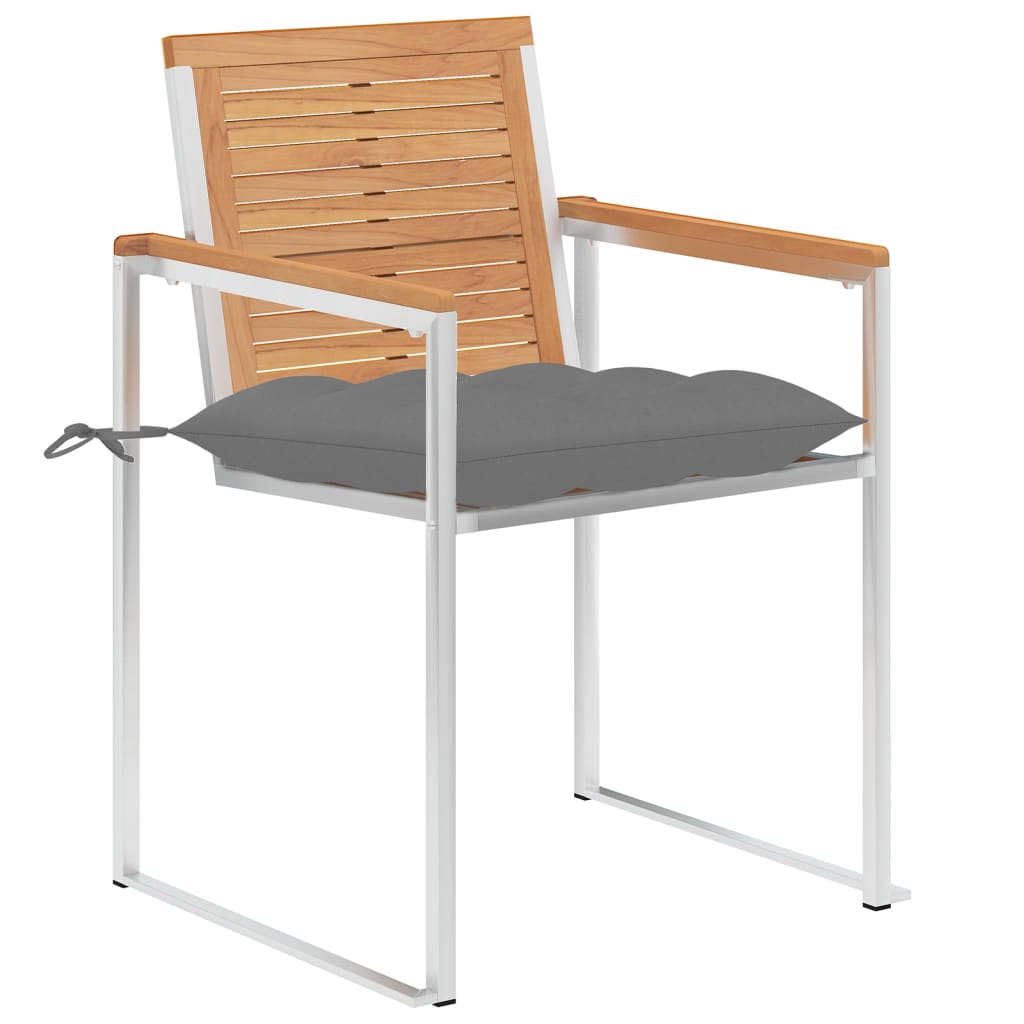 Sedie da Giardino con Cuscini 8 pz in Legno Massello di Teak