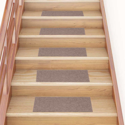 Tappetini per scale autoadesivi 15 pz 60x25 cm marrone chiaro rettangolari
