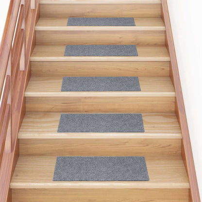 Tappetini per scale autoadesivi 15 pz 60x25 cm grigio chiaro rettangolari