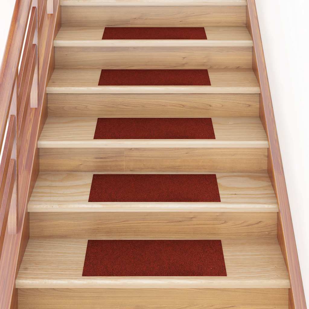 Tappetini per scale autoadesivi 15 pz 60x25 cm Bordeaux Rosso Rettangolari