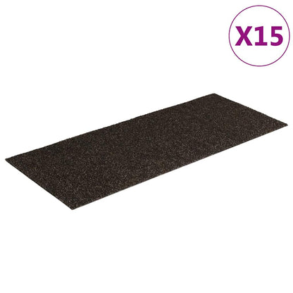 Tappetini per scale autoadesivi 15 pz 60x25 cm marrone scuro rettangolari