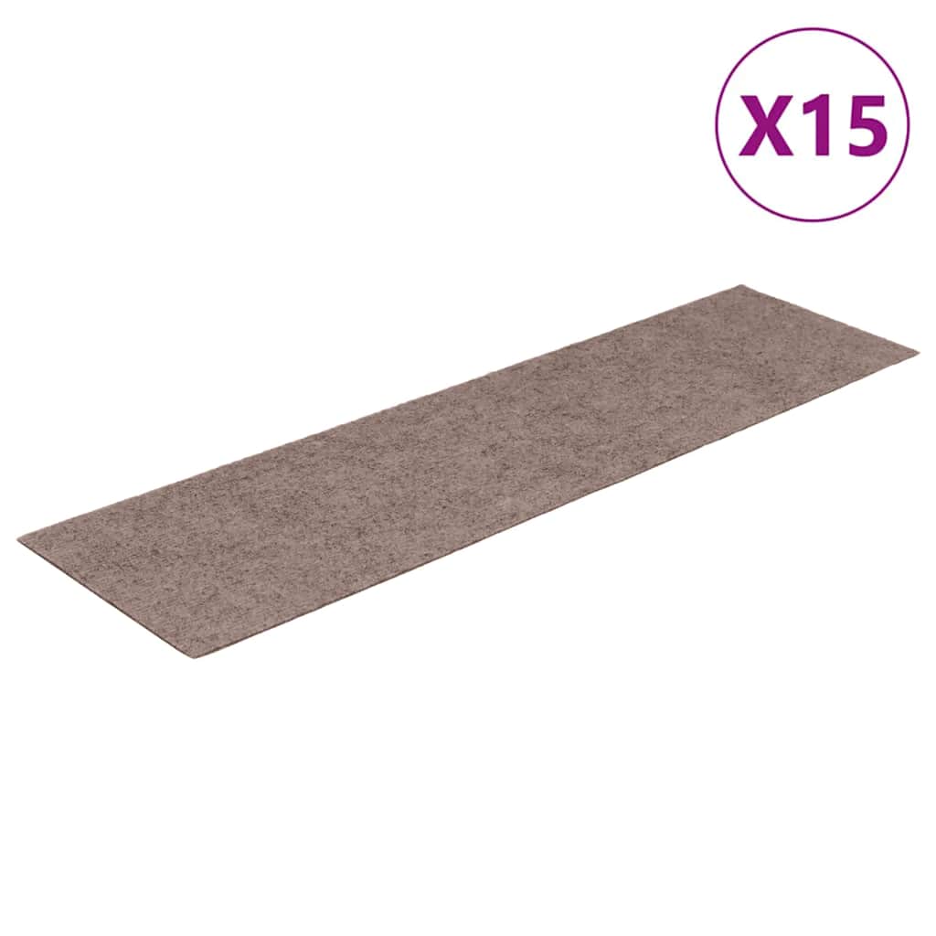 Tappetini per scale autoadesivi 15 pz 76x20 cm marrone chiaro rettangolari