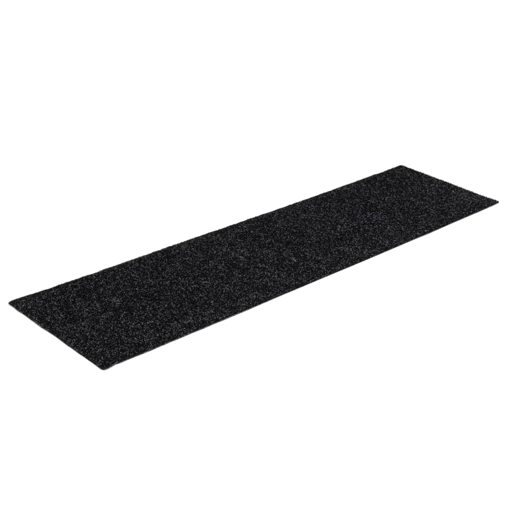 Tappetini per scale autoadesivi 15 pz 76x20 cm neri rettangolari