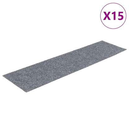 Tappetini per scale autoadesivi 15 pz 76x20 cm Grigio chiaro Rettangolari