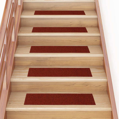 Tappetini per scale autoadesivi 15 pz 76x20 cm Bordeaux Rosso Rettangolari