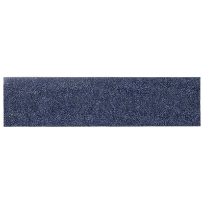 Tappetini per scale autoadesivi 15 pz 76x20 cm Grigio Blu Rettangolari