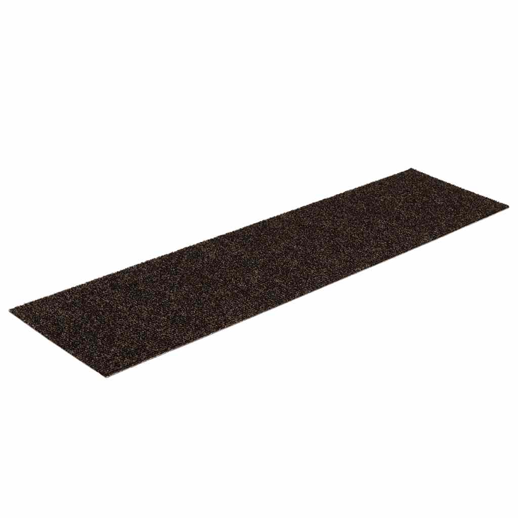 Tappetini per scale autoadesivi 15 pz 76x20 cm marrone scuro rettangolari