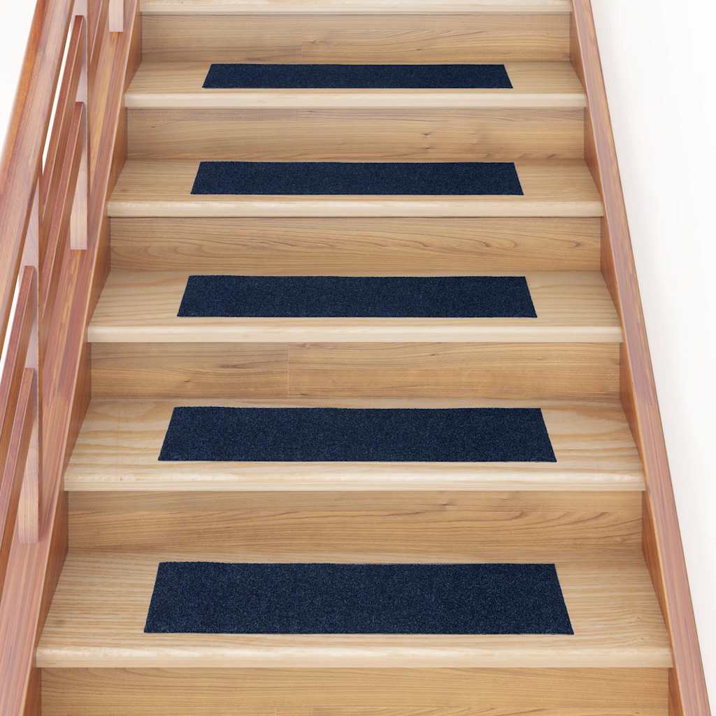 Tappetini per scale autoadesivi 15 pz 76x20 cm blu navy rettangolari