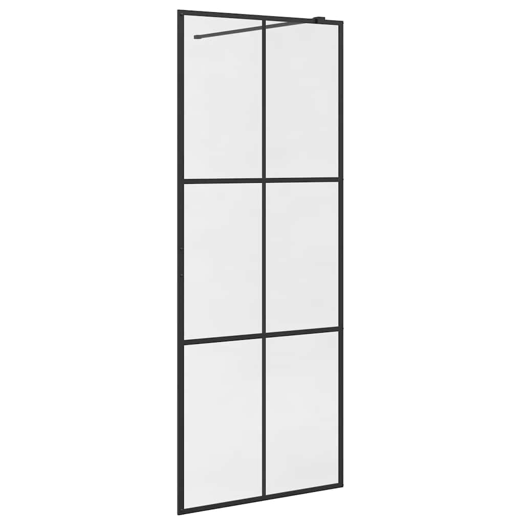 Parete Doccia Walk-in in Vetro Trasparente ESG Nera 80x195 cm