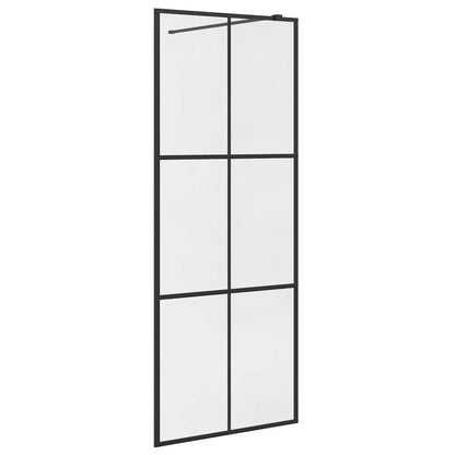 Parete Doccia Walk-in in Vetro Trasparente ESG Nera 80x195 cm