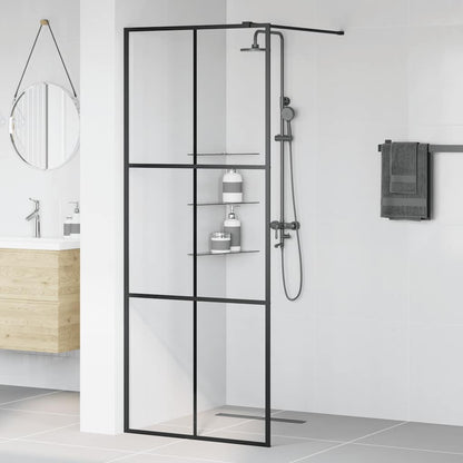 Parete Doccia Walk-in in Vetro Trasparente ESG Nera 80x195 cm