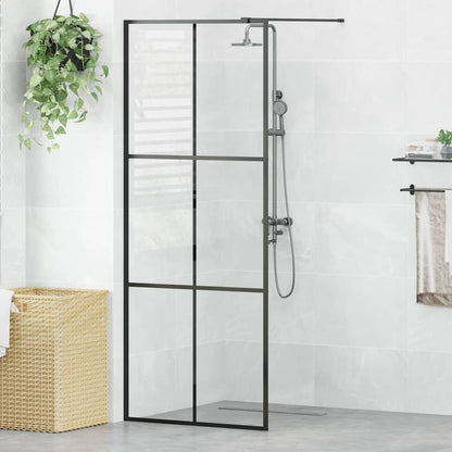Parete Doccia Walk-in in Vetro Trasparente ESG Nera 80x195 cm