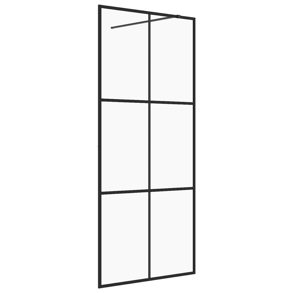 Parete per Doccia Walk-in Vetro Trasparente ESG Nera 100x195 cm